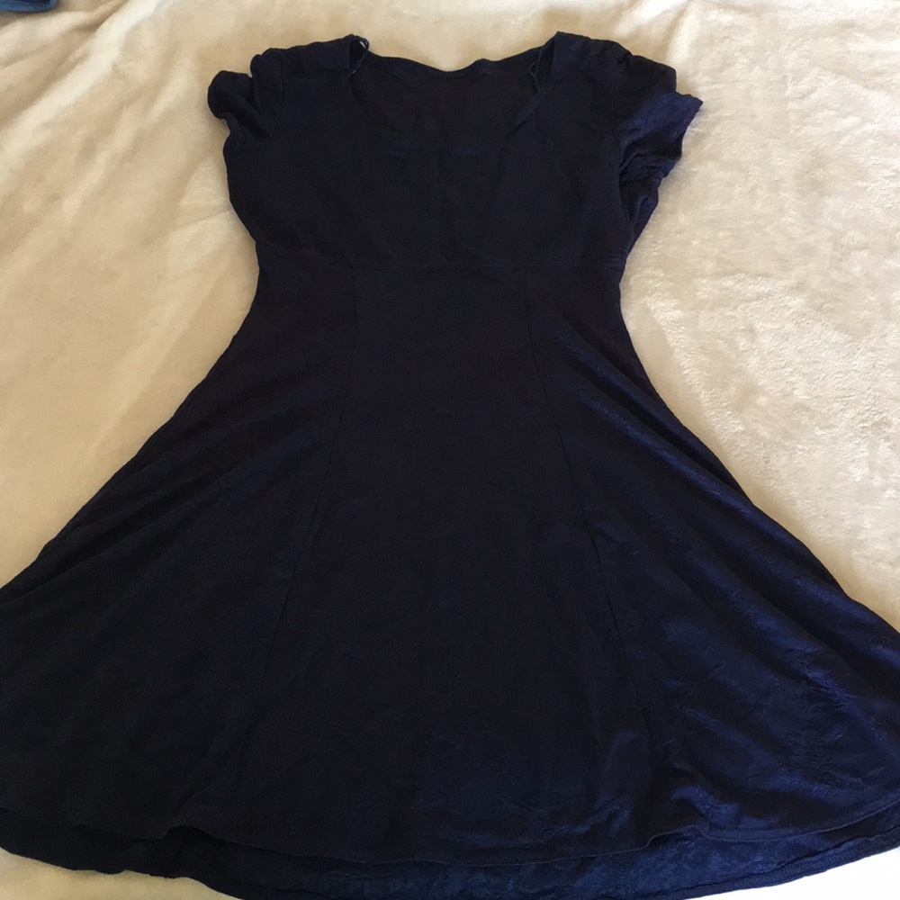 A dark blue/indigo flowy mini dress